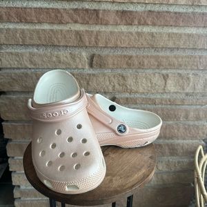 Shiny Light Pink Crocs size 8
